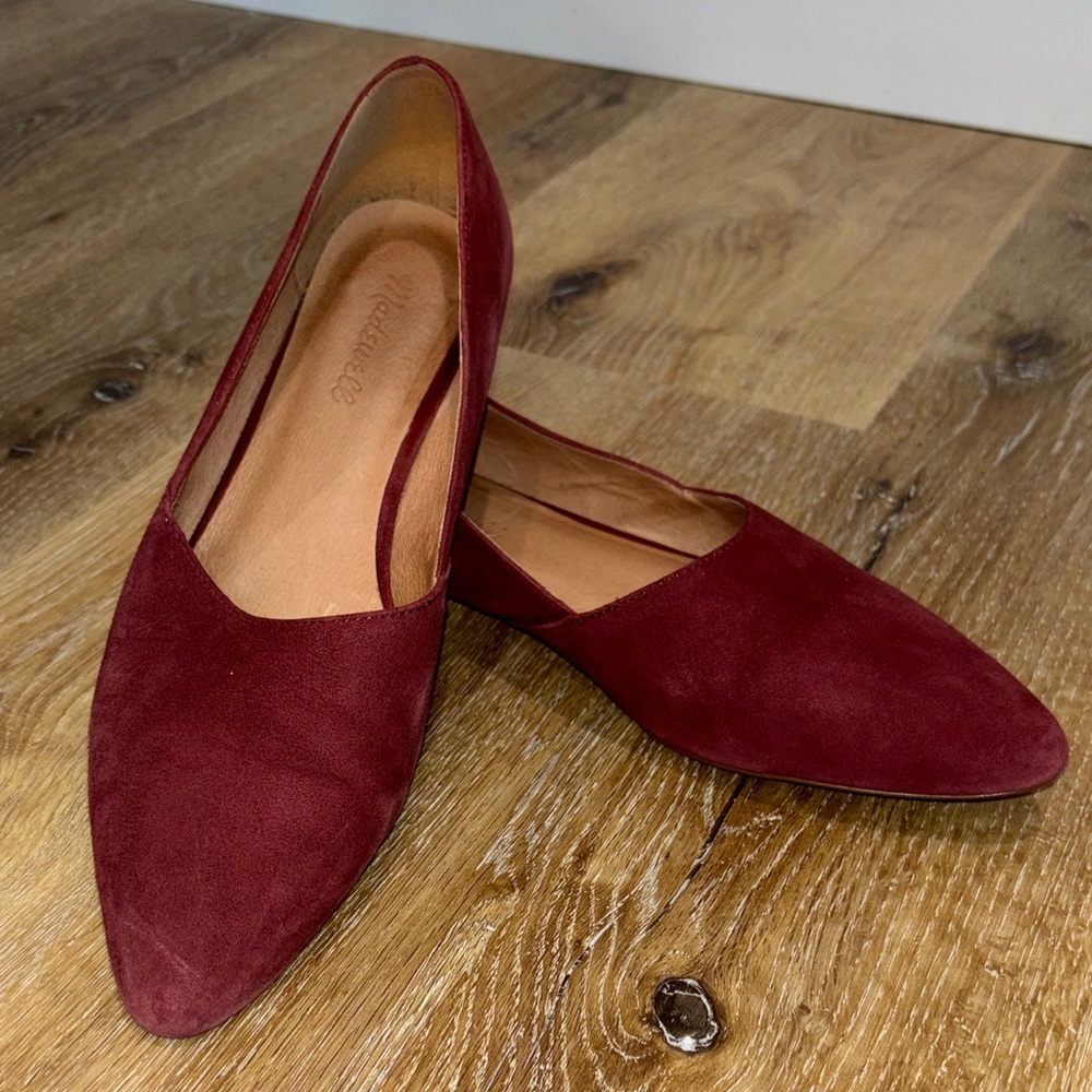 Madewell Women's Burgundy Suede Pointed Slip-Ons